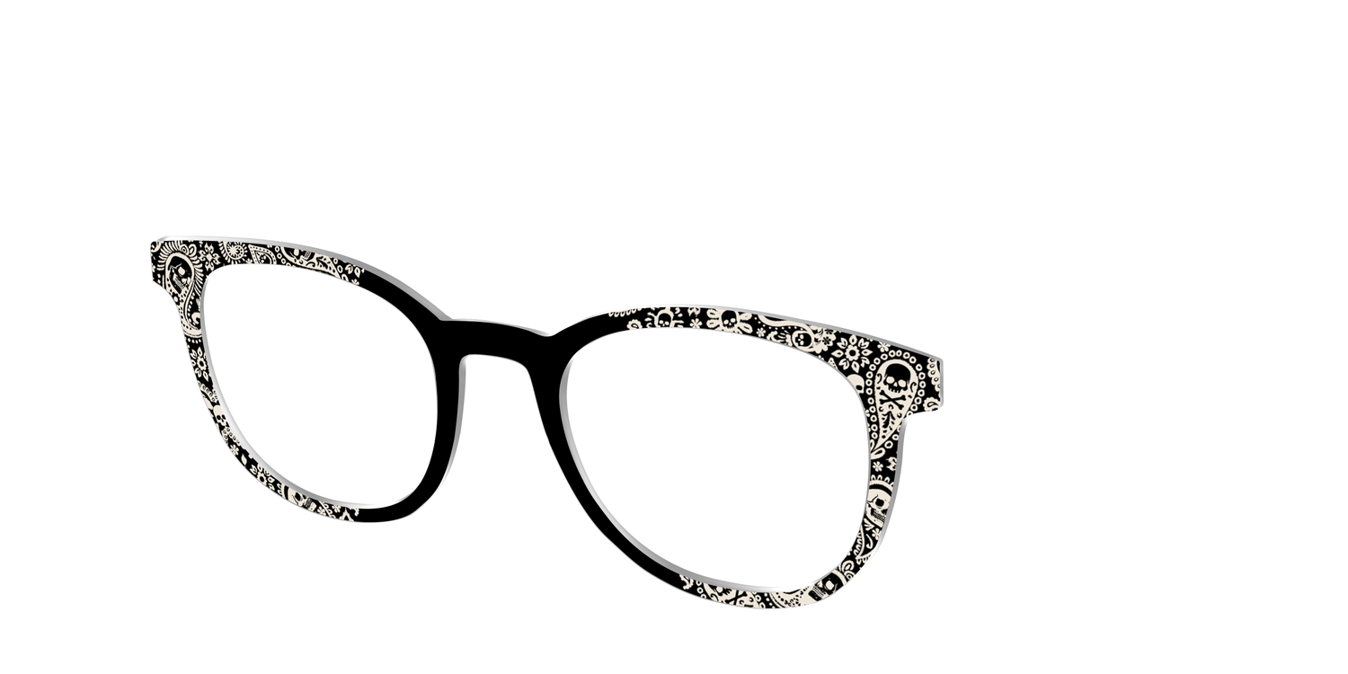 The Bone White Paisley - Angle Top Image - Pair Eyewear