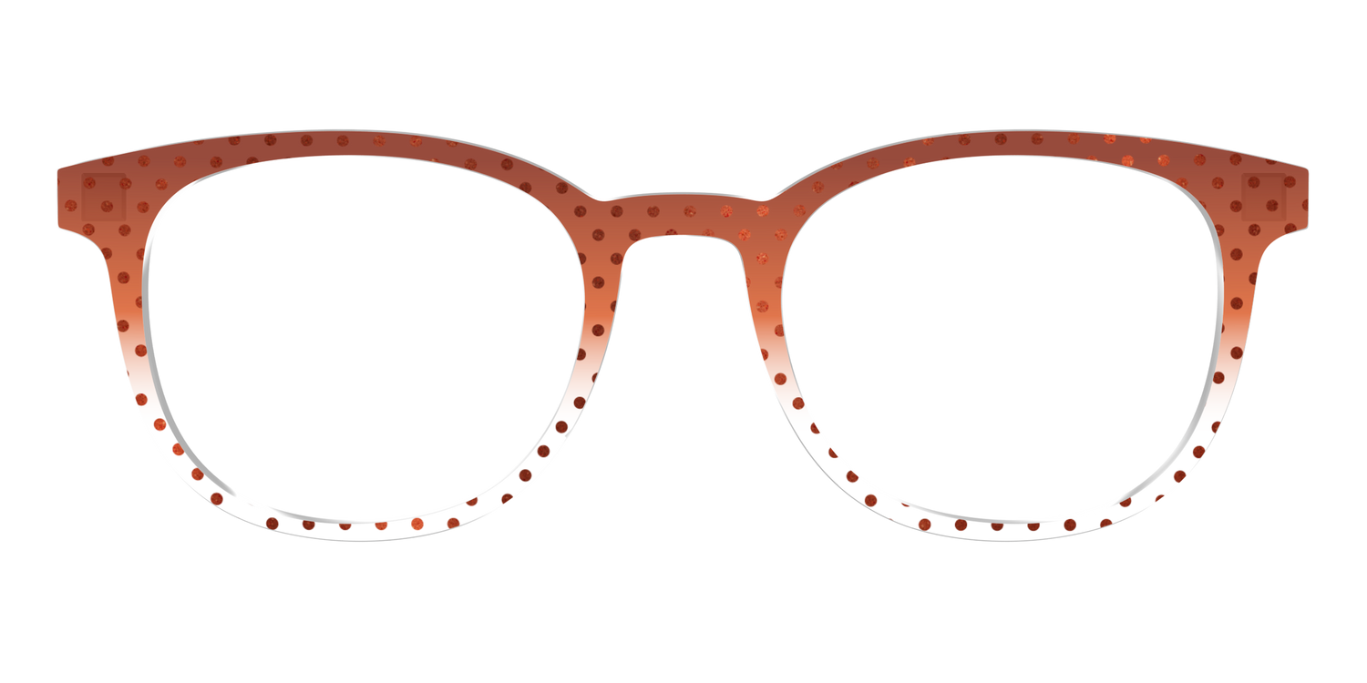 The Inferno Orange Gradient Crystal Polka Dots - Front Top Image - Pair Eyewear