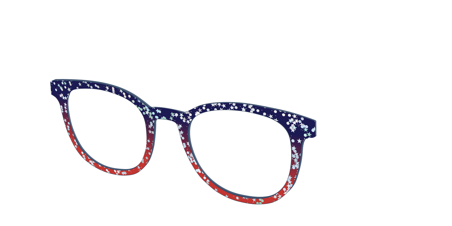 The Navy to Scarlet Gradient with Star Glitter - Angle Top Image - Pair Eyewear