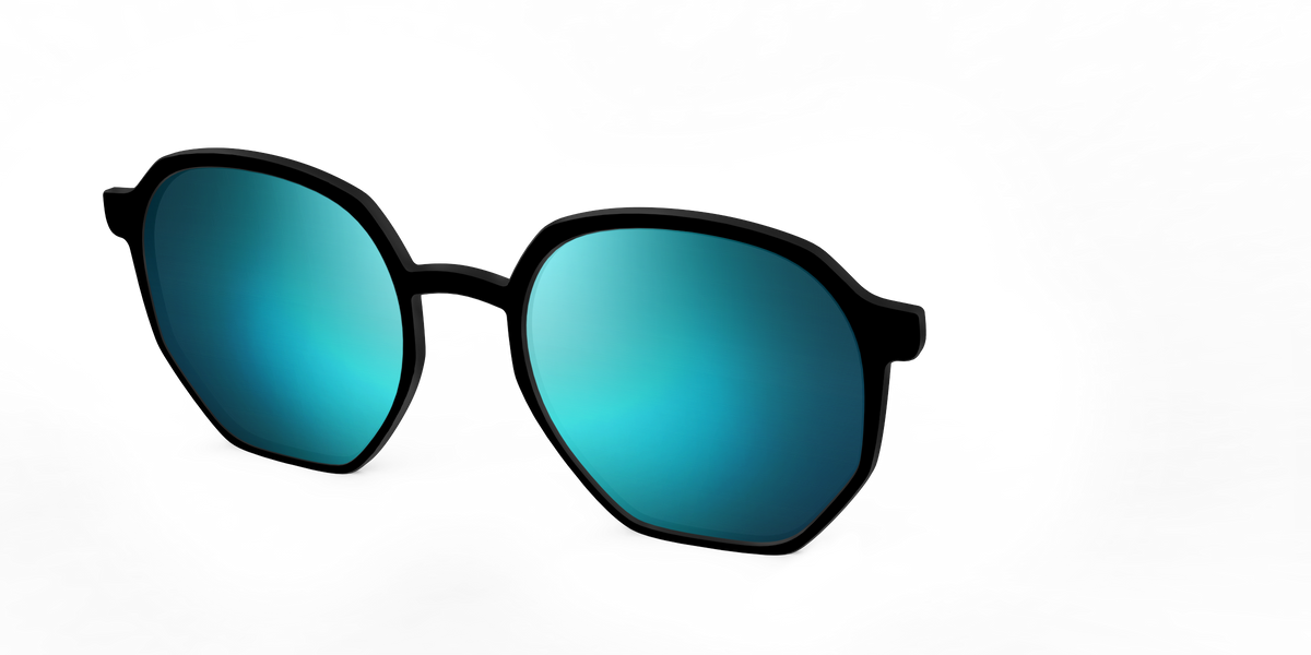 The Polarized Blue Reflective Sun Top - Angle Top Image - Pair Eyewear