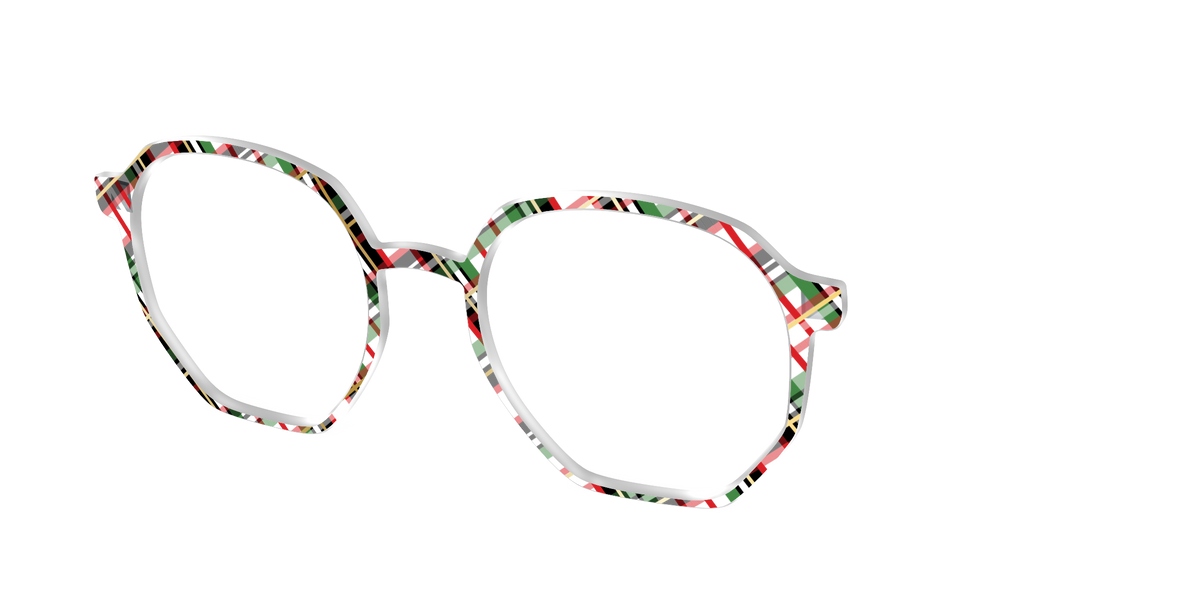 The Evergreen Plaid with Foil Crystal - Angle Top Image - Pair Eyewear
