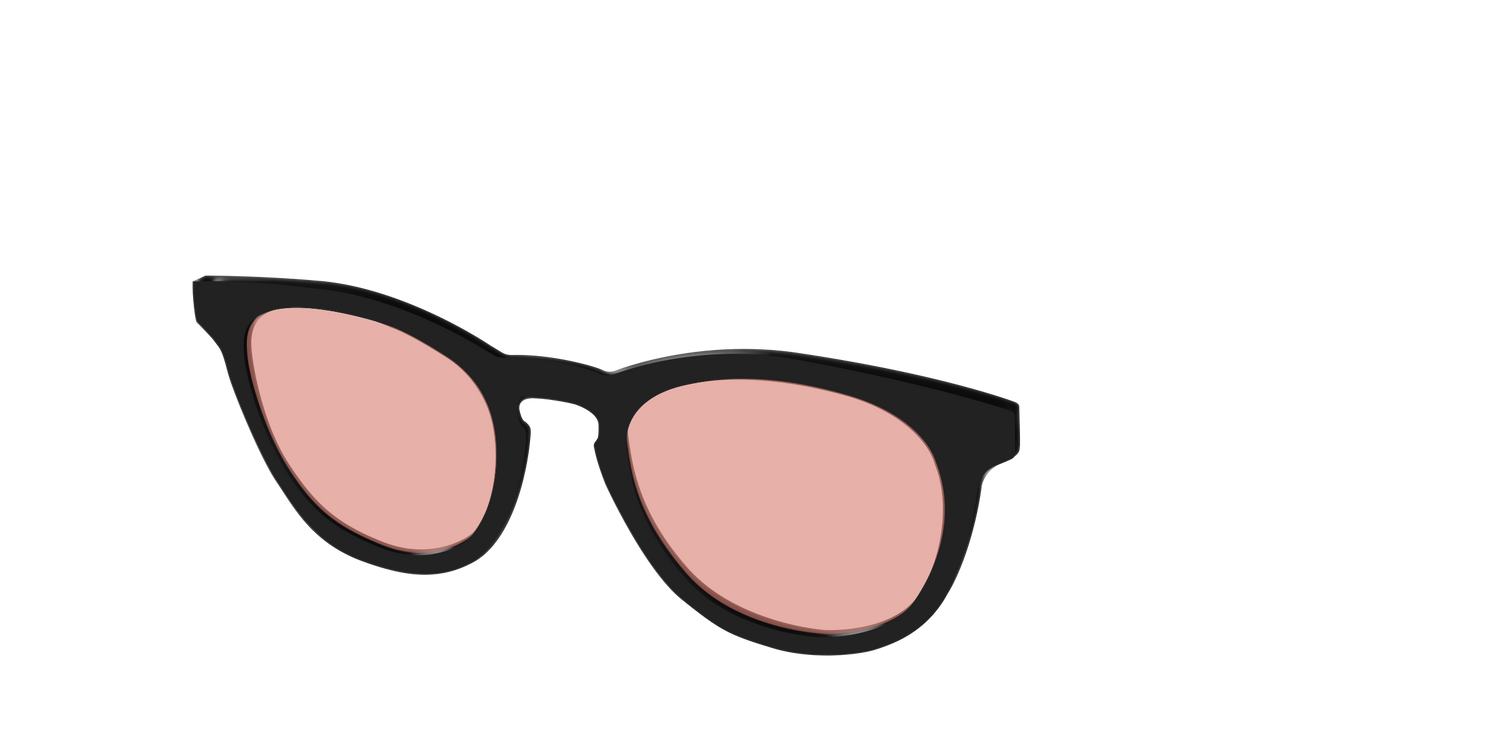 The Black With Coral Pink Lens - Angle Top Image - Pair Eyewear