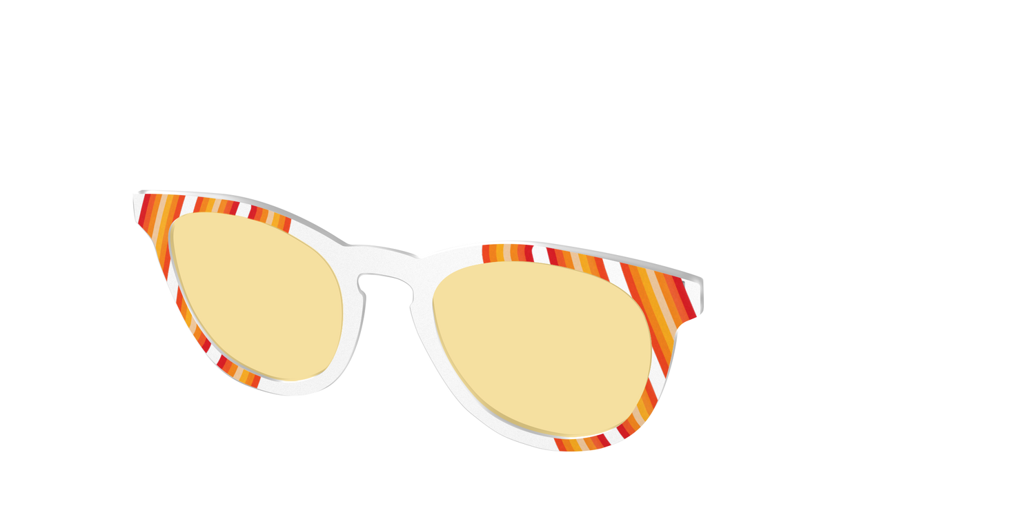 The Groovy Stripes with Citrine Yellow Lens - Angle Top Image - Pair Eyewear