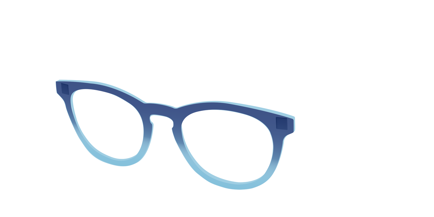 The Indigo to Sky Blue Gradient Crystal - Angle Top Image - Pair Eyewear