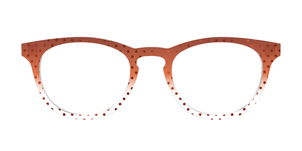 The Inferno Orange Gradient Crystal Polka Dots - Front Top Image - Pair Eyewear