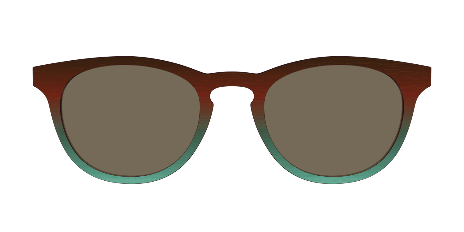 The Polarized Mahogany to Juniper Woodgrain Sun Top - Front Top Image - Pair Eyewear