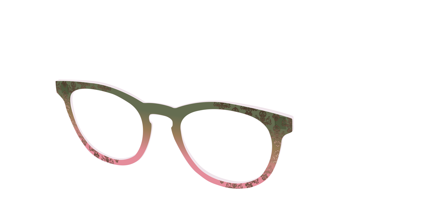 The Olive to Rose Trellis with Champagne Foil - Angle Top Image - Pair Eyewear