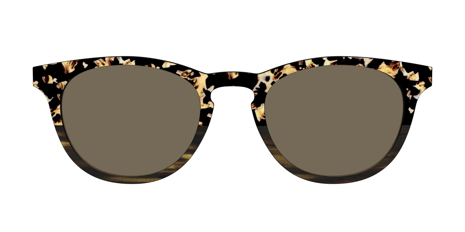 The Polarized Caramel Tortoise Horn Split Sun Top - Front Top Image - Pair Eyewear