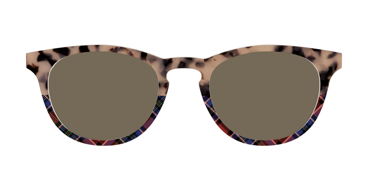 The Polarized Cookie Dough Tortoise & Plaid Split Sun Top - Front Top Image - Pair Eyewear