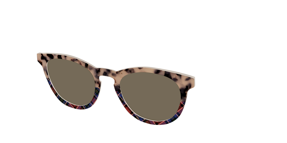 The Polarized Cookie Dough Tortoise & Plaid Split Sun Top - Angle Top Image - Pair Eyewear