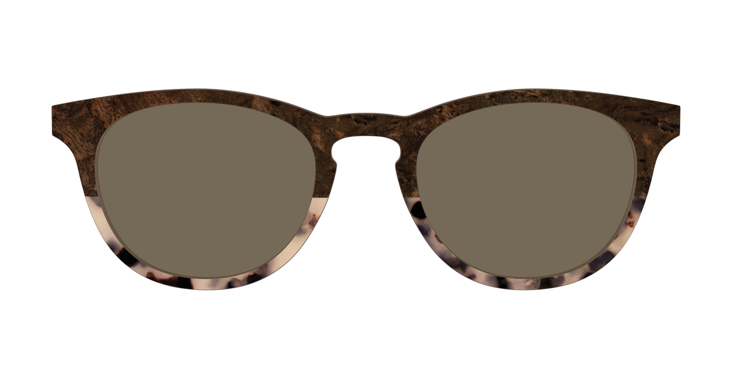 The Polarized Dark Oak Tortoise Split Sun Top - Front Top Image - Pair Eyewear