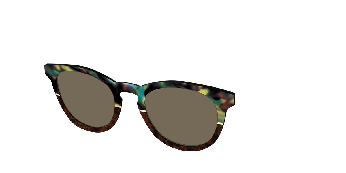 The Polarized Mirage Split with Gold Foil Sun Top - Angle Top Image - Pair Eyewear