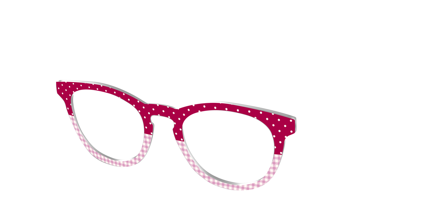 The Raspberry Pin Dot Split - Angle Top Image - Pair Eyewear