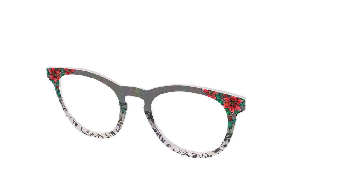 The Romantic Poinsettia Holographic Crystal - Angle Top Image - Pair Eyewear