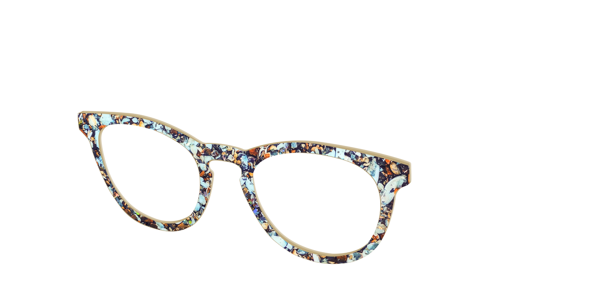 The Seashell Tortoise with Holographic Glitter - Angle Top Image - Pair Eyewear