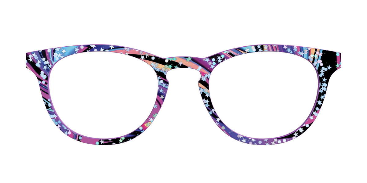 The Vaporwave Marble with Star Glitter - Front Top Image - Pair Eyewear