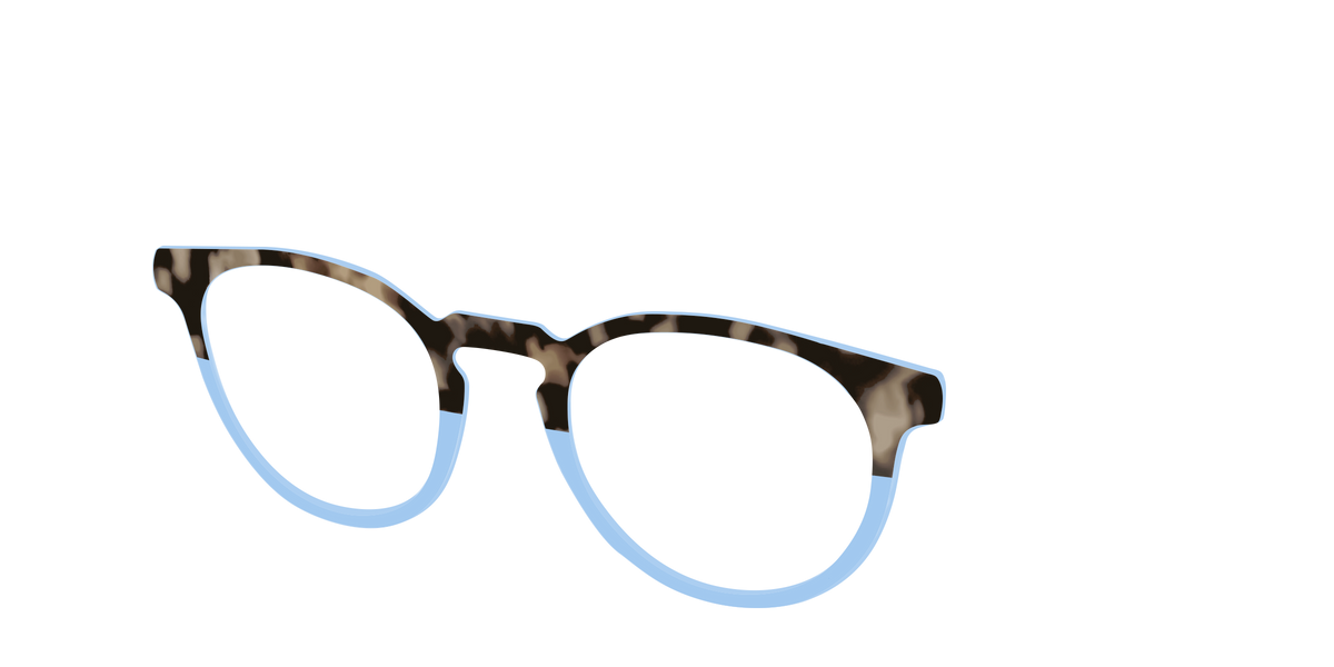 The Denim Tortoise Crystal Split - Angle Top Image - Pair Eyewear