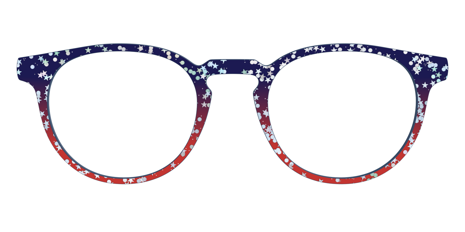 The Navy to Scarlet Gradient with Star Glitter - Front Top Image - Pair Eyewear