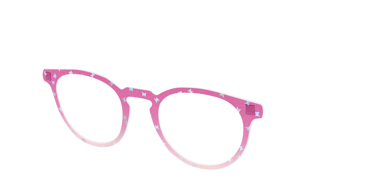 The Pink Butterfly Sparkle Crystal - Angle Top Image - Pair Eyewear
