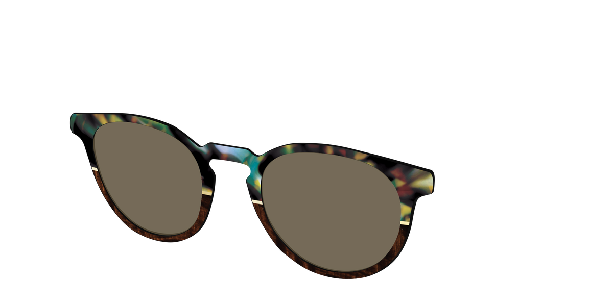 The Polarized Mirage Split with Gold Foil Sun Top - Angle Top Image - Pair Eyewear