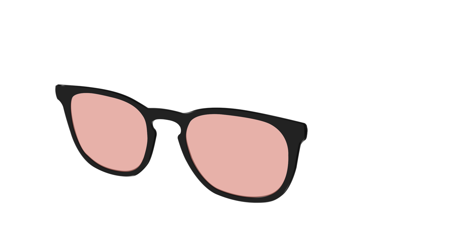 The Black With Coral Pink Lens - Angle Top Image - Pair Eyewear