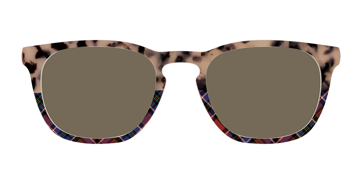 The Polarized Cookie Dough Tortoise & Plaid Split Sun Top - Front Top Image - Pair Eyewear