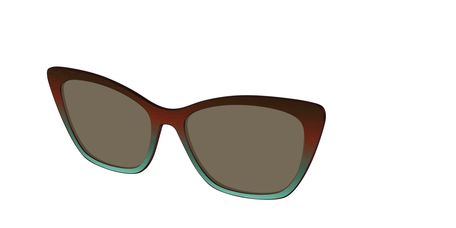The Polarized Mahogany to Juniper Woodgrain Sun Top - Angle Top Image - Pair Eyewear