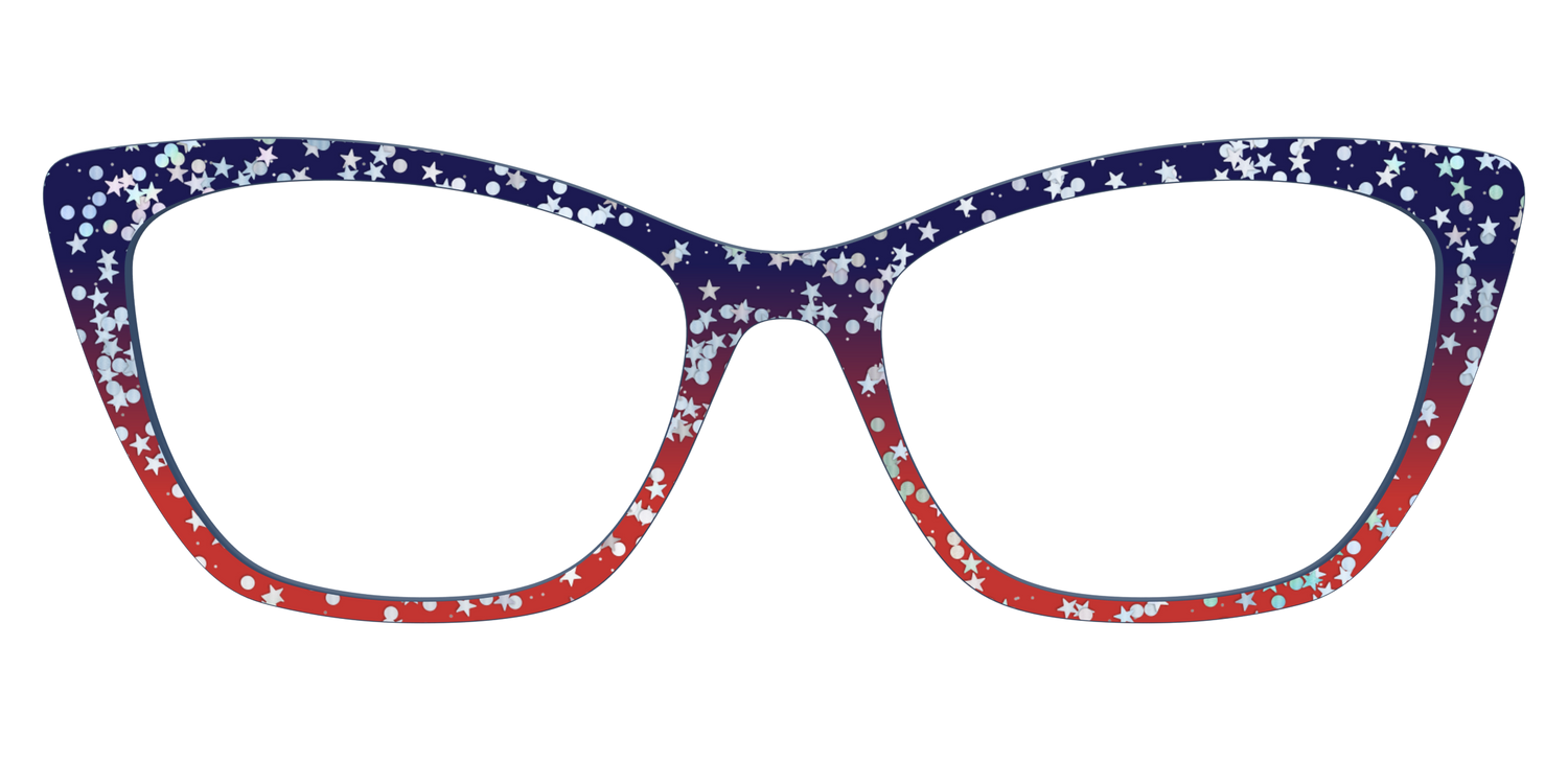 The Navy to Scarlet Gradient with Star Glitter - Front Top Image - Pair Eyewear