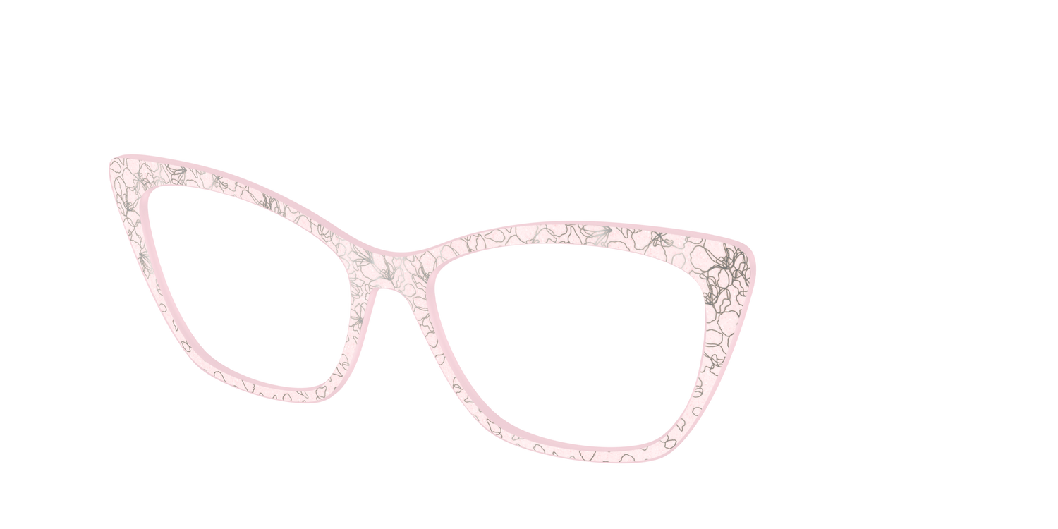 The Pink Shimmer Petals with Silver Foil - Angle Top Image - Pair Eyewear