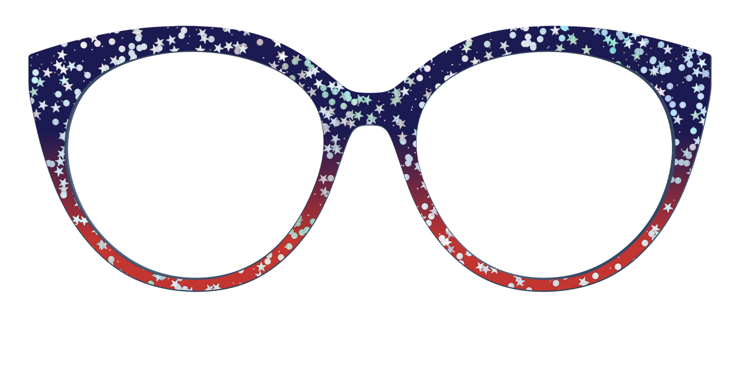 The Navy to Scarlet Gradient with Star Glitter - Front Top Image - Pair Eyewear