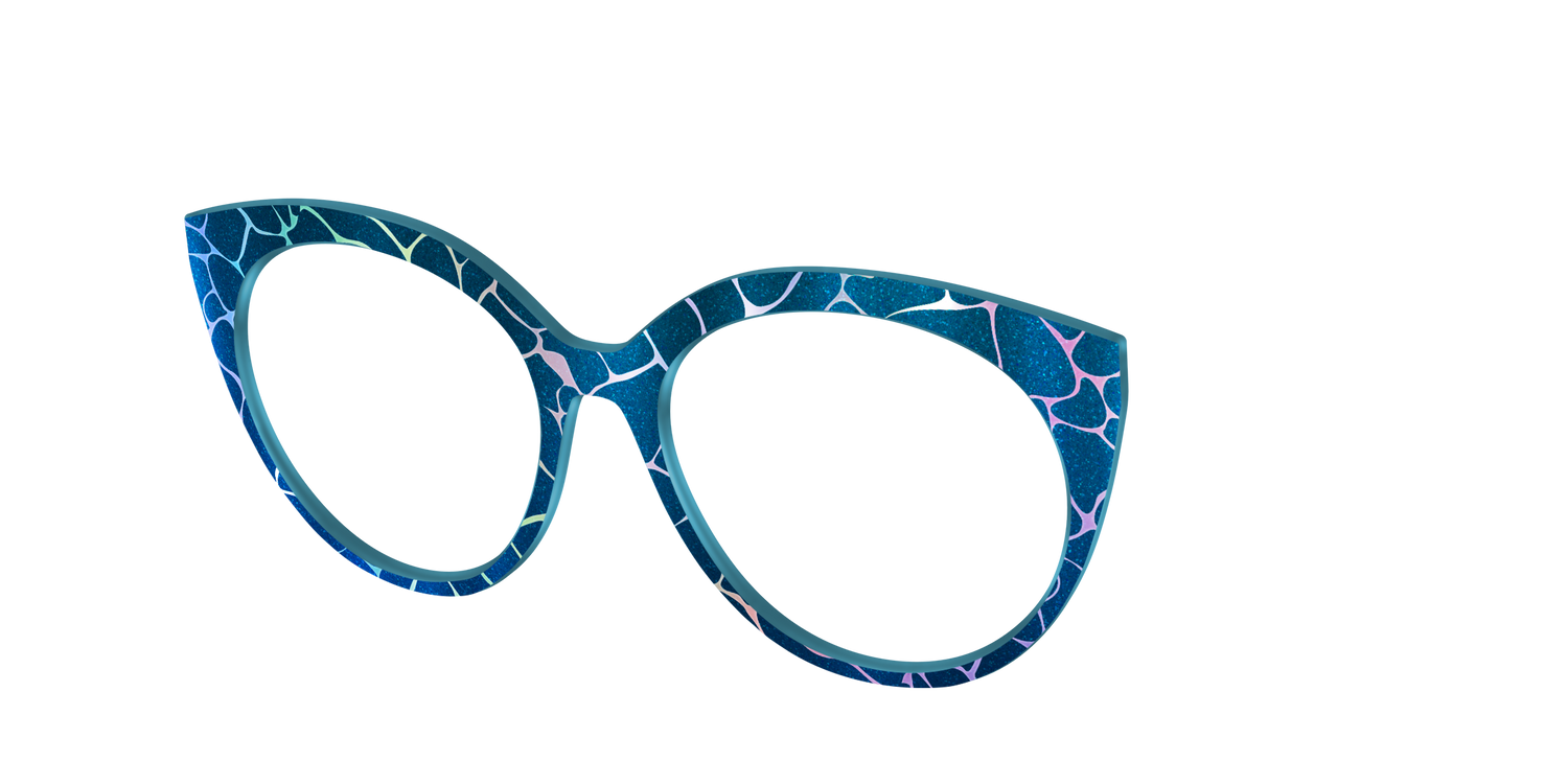 The Teal Shimmer Holographic Pool - Angle Top Image - Pair Eyewear