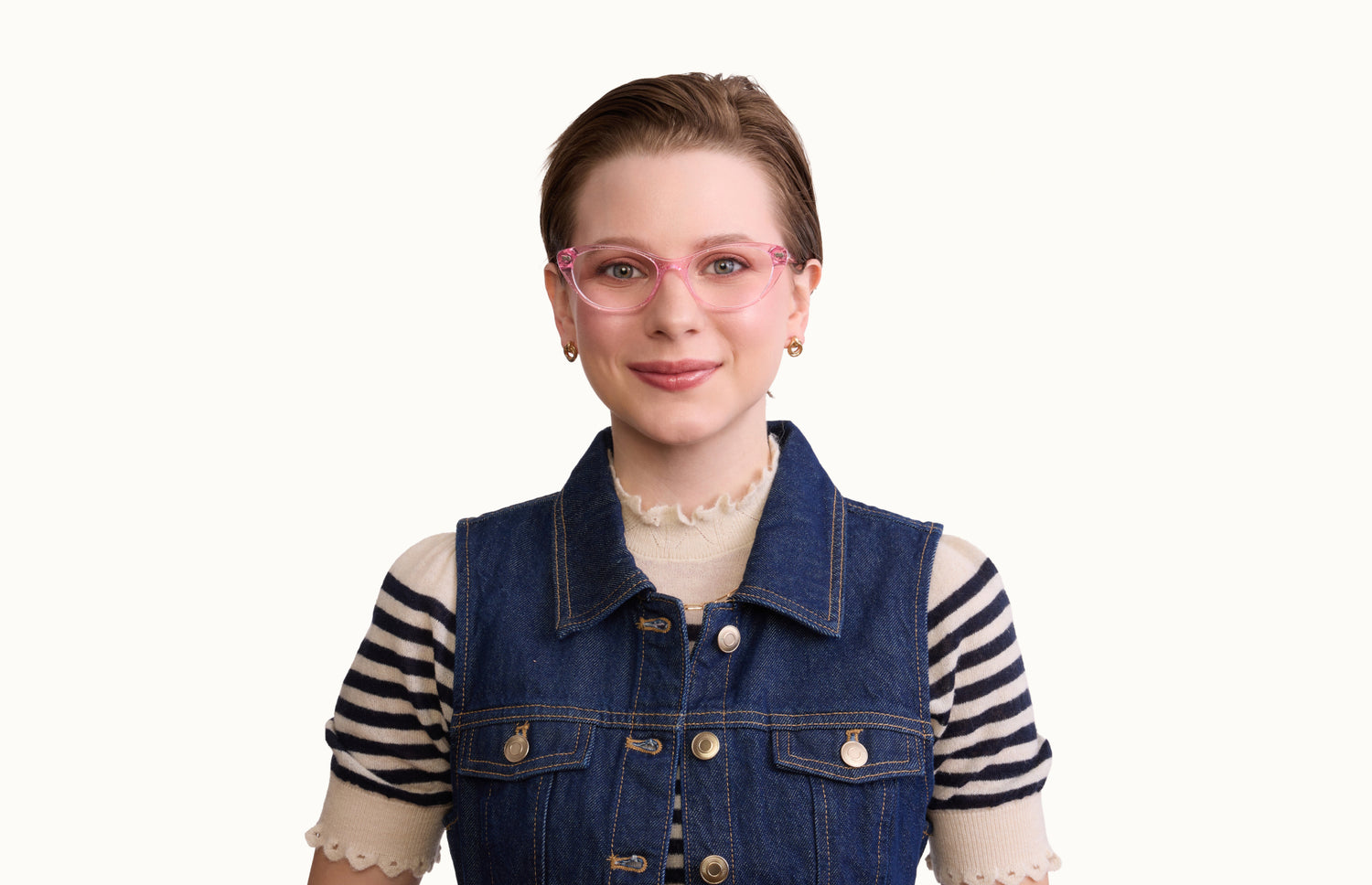 The ella - Pink Glitter Clear - LifeStyle1 - Pair Eyewear