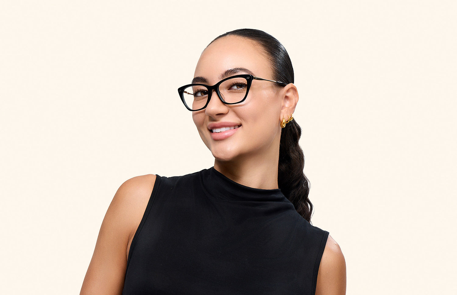 The Wanda - Black Acetate Gold Metal - LifeStyle2 - Pair Eyewear