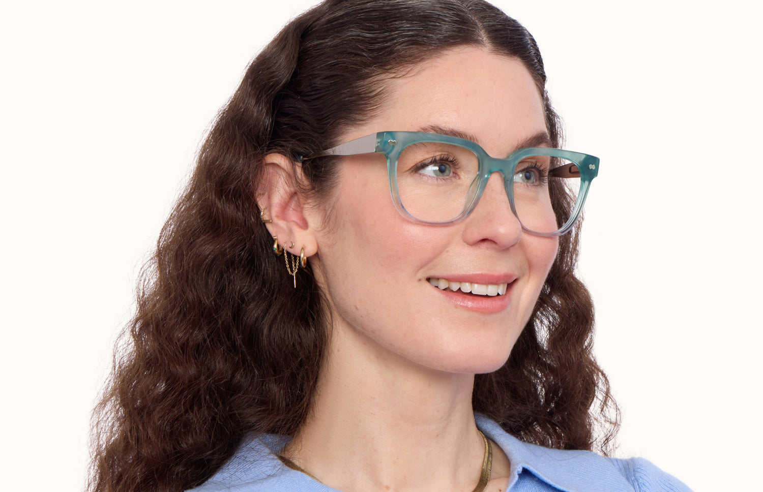 The Murphy - Teal Pearlized Gradient Acetate Silver Metal - LifeStyle2 - Pair Eyewear