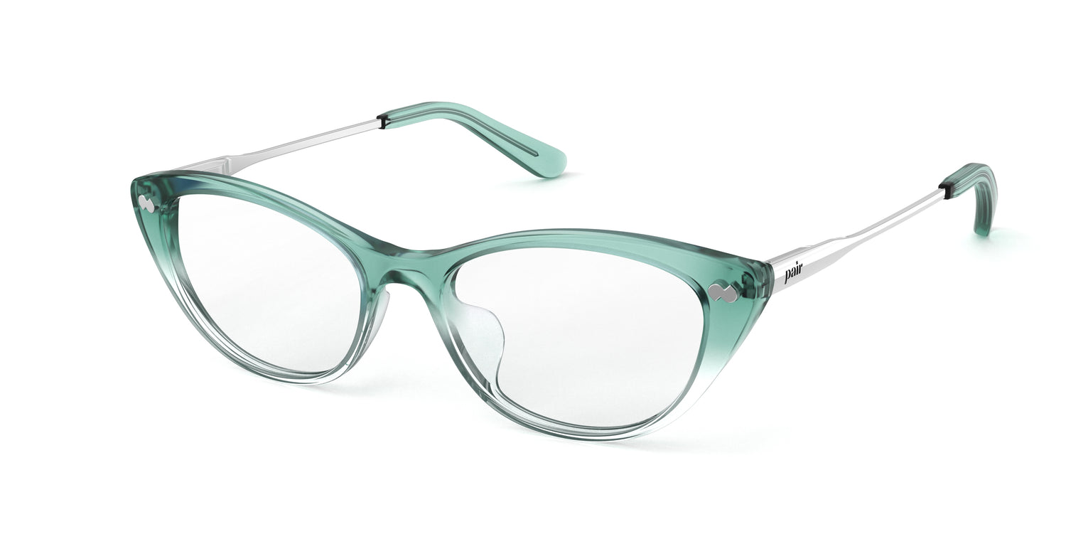 The ella - Teal Pearlized Gradient Acetate Silver Metal - Carousel1 - Pair Eyewear