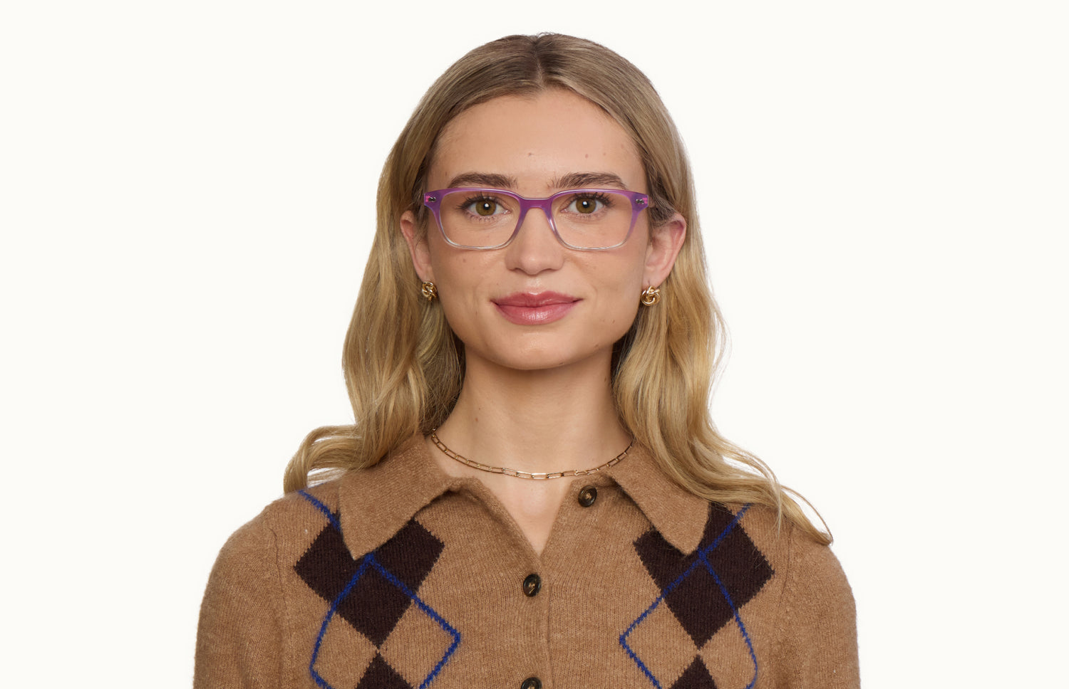 The Finley - Violet Pearlized Gradient Acetate Rose Gold Metal - LifeStyle1 - Pair Eyewear