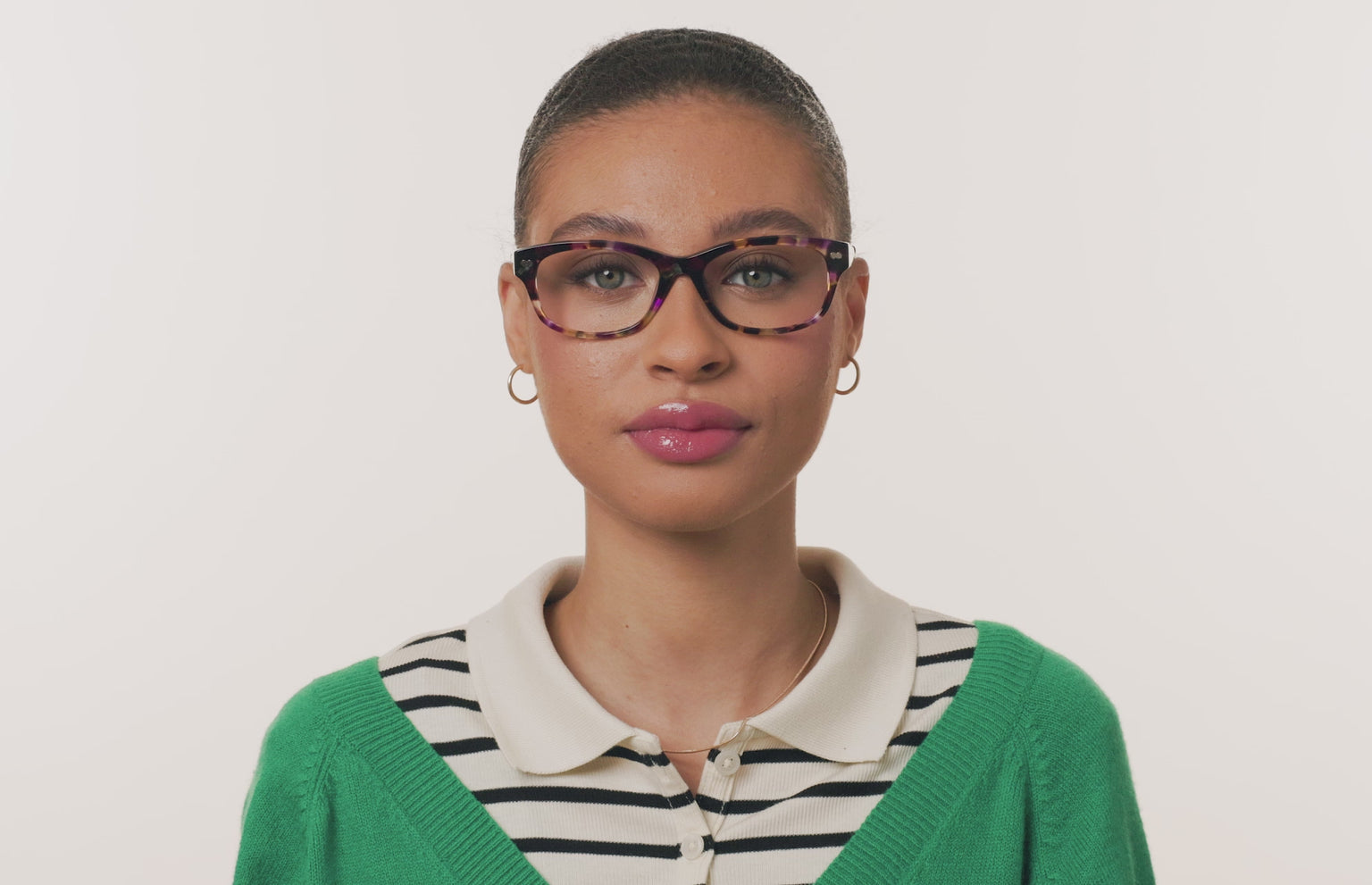 The Addison - Purple Confetti Tortoise Acetate Gold Metal - LifeStyle Thumbnail3 - Pair Eyewear