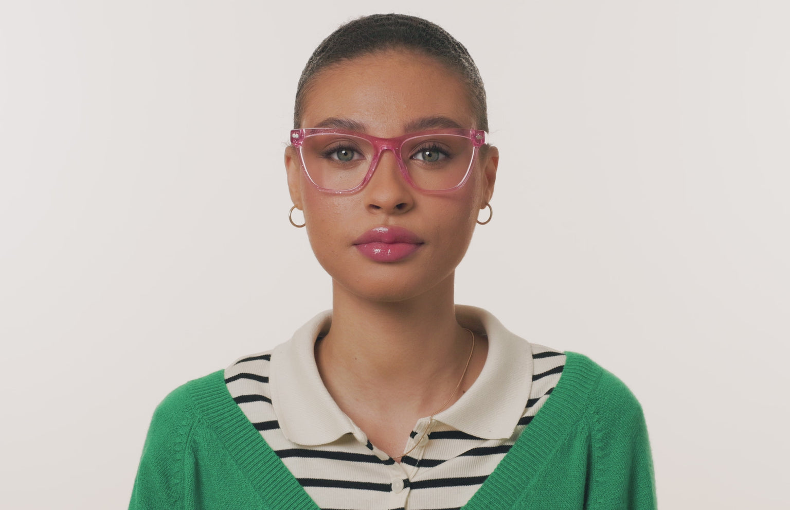 The Harper - Pink Glitter Clear - LifeStyle Thumbnail3 - Pair Eyewear